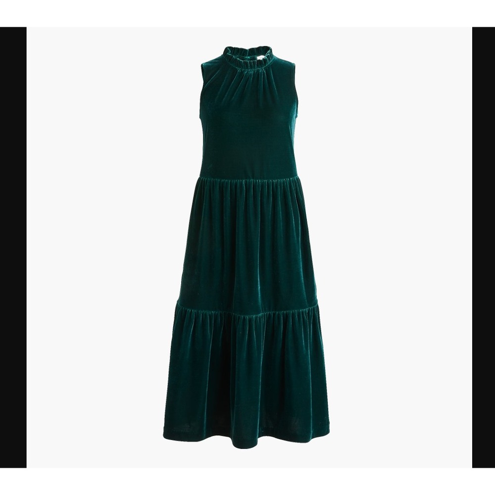 J Crew NEW NWT Womens 2 Green Velvet Sleeveless Midi Dress
